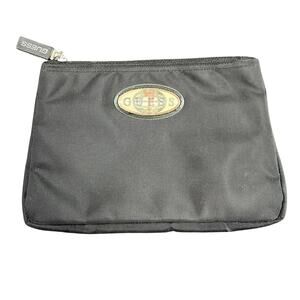 Vintage Guess- Mini Pouch- Holographic logo front- some wear- black- 8x5" Y2K